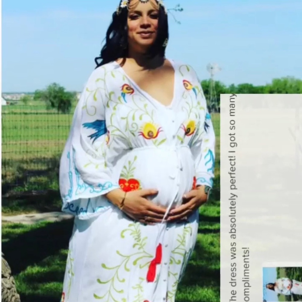 Bohemian Embroidered Hearts Magic Long Maxi Gown In White, 5 Star ⭐️ Fav Duster - Picture 15 of 15